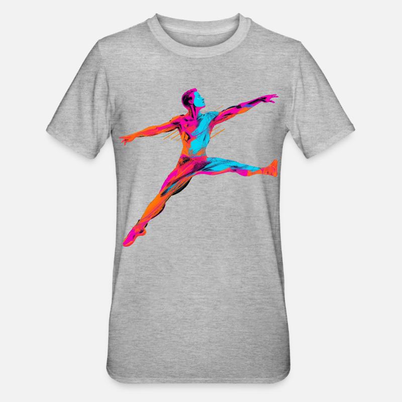 Männlicher Ballett Tänzer Synthwave - Unisex Polycotton T-Shirt - Grau meliert