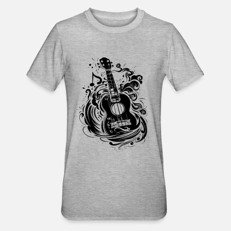 Ukulélé - T-shirt polycoton Unisexe - gris chiné