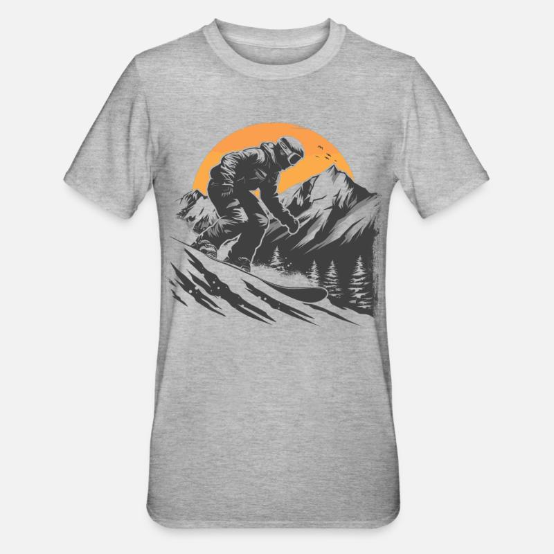 Dessin de snowboarder - T-shirt polycoton Unisexe - gris chiné
