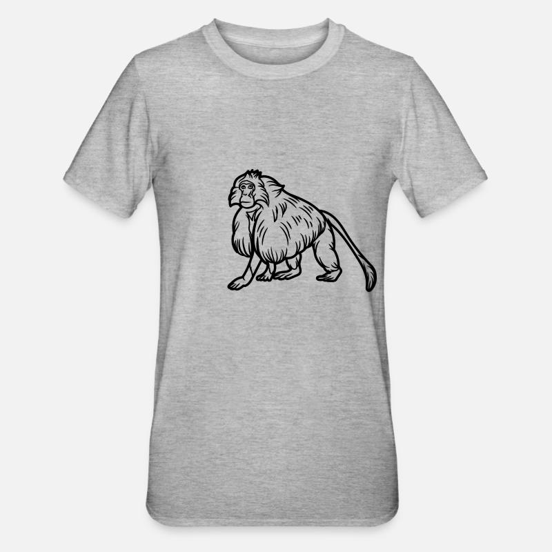 Gelada Monkey - Unisex Polycotton T-Shirt - heather grey