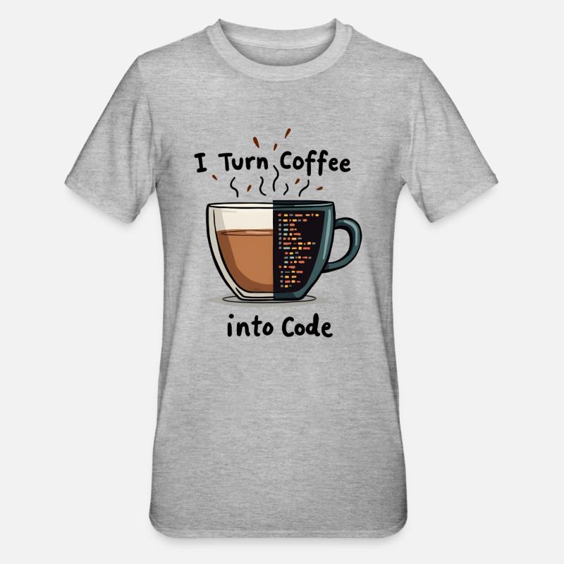 Du café au code - T-shirt polycoton Unisexe - gris chiné