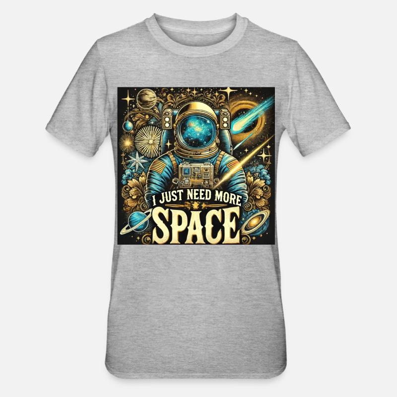 MORE SPACE - Unisex Polycotton T-Shirt - Grau meliert