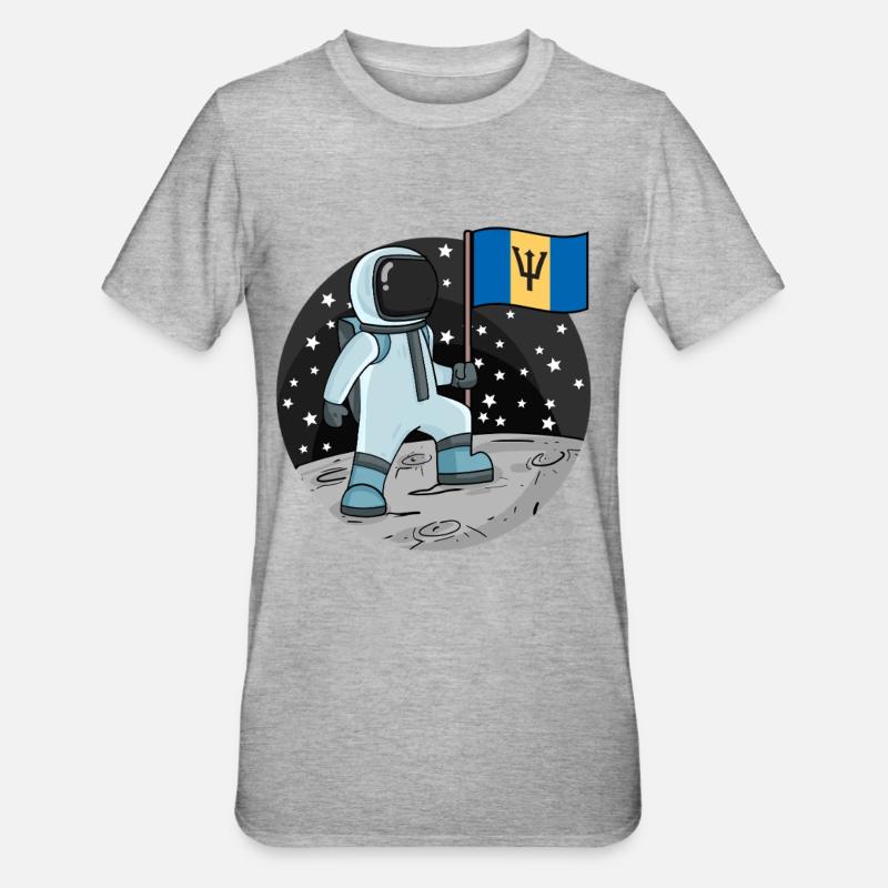 Drapeau astronaute Barbade - T-shirt polycoton Unisexe - gris chiné