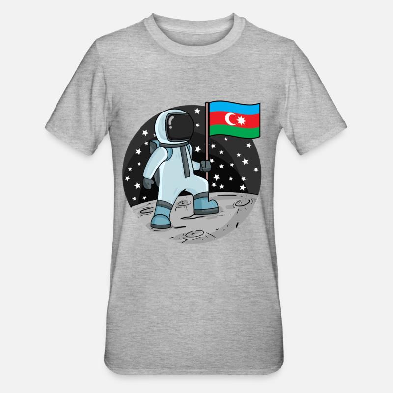 Drapeau astronaute Azerbaïdjan - T-shirt polycoton Unisexe - gris chiné