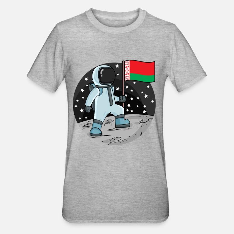 Drapeau astronaute Biélorussie - T-shirt polycoton Unisexe - gris chiné