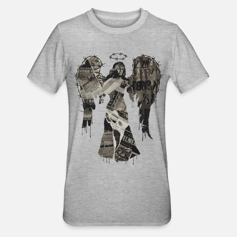 Collage d’anges grunge - Art urbain - T-shirt polycoton Unisexe - gris chiné