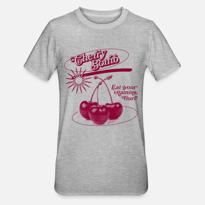 Explosion d’une bombe de cerise - T-shirt polycoton Unisexe - gris chiné