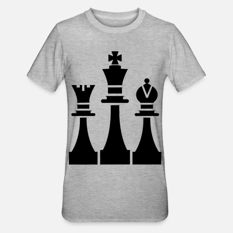 Graphiques de pièces d’échecs - T-shirt polycoton Unisexe - gris chiné
