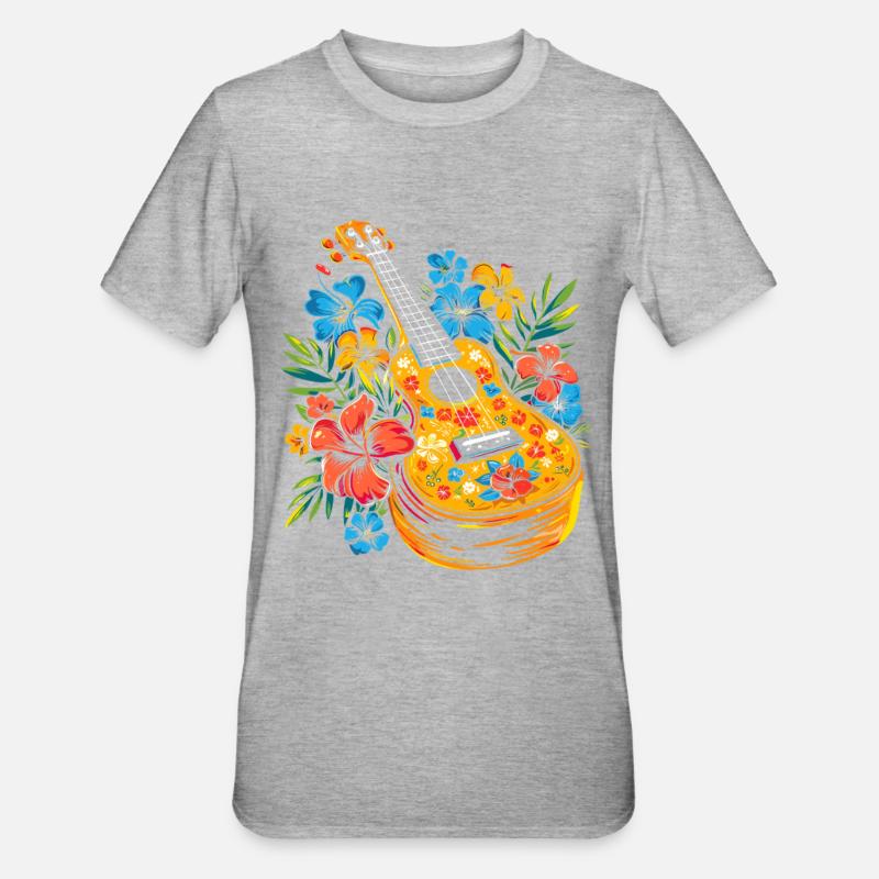 Ukulele Cartoon-Stil - Unisex Polycotton T-Shirt - Grau meliert