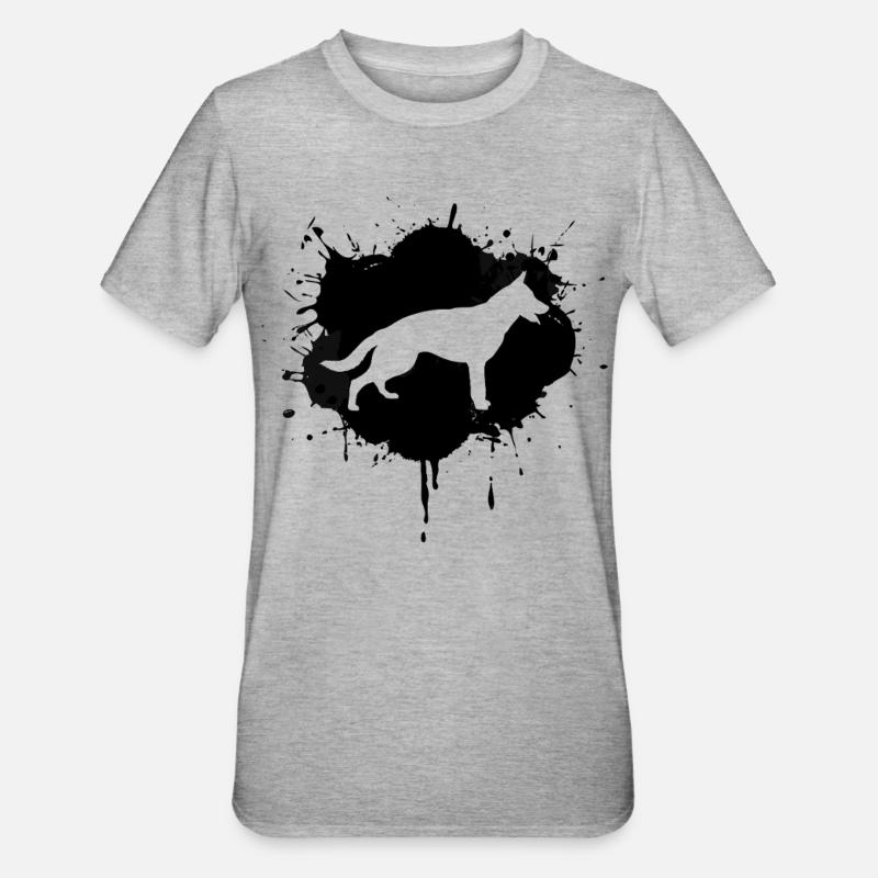Deutscher Schäferhund Skizze - Unisex Polycotton T-Shirt - Grau meliert