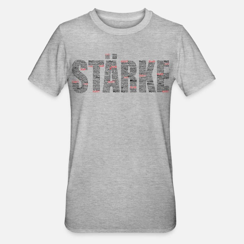 Strength Typo Pattern - Unisex Polycotton T-Shirt - heather grey