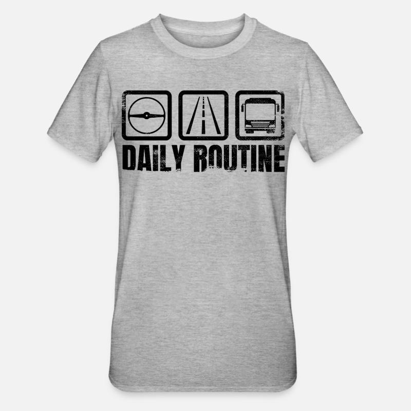 Busfahrer Routine - Unisex Polycotton T-Shirt - Grau meliert