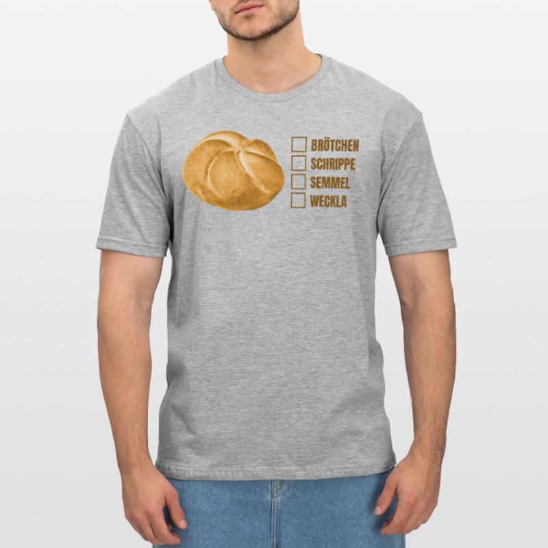 Brötchen oder Semmel? – Lustiges Dialekt-Design Unisex Polycotton T-Shirt