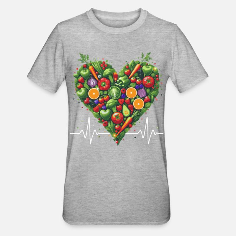 Cœur sain Fruit & Veggie Illustration - T-shirt polycoton Unisexe - gris chiné