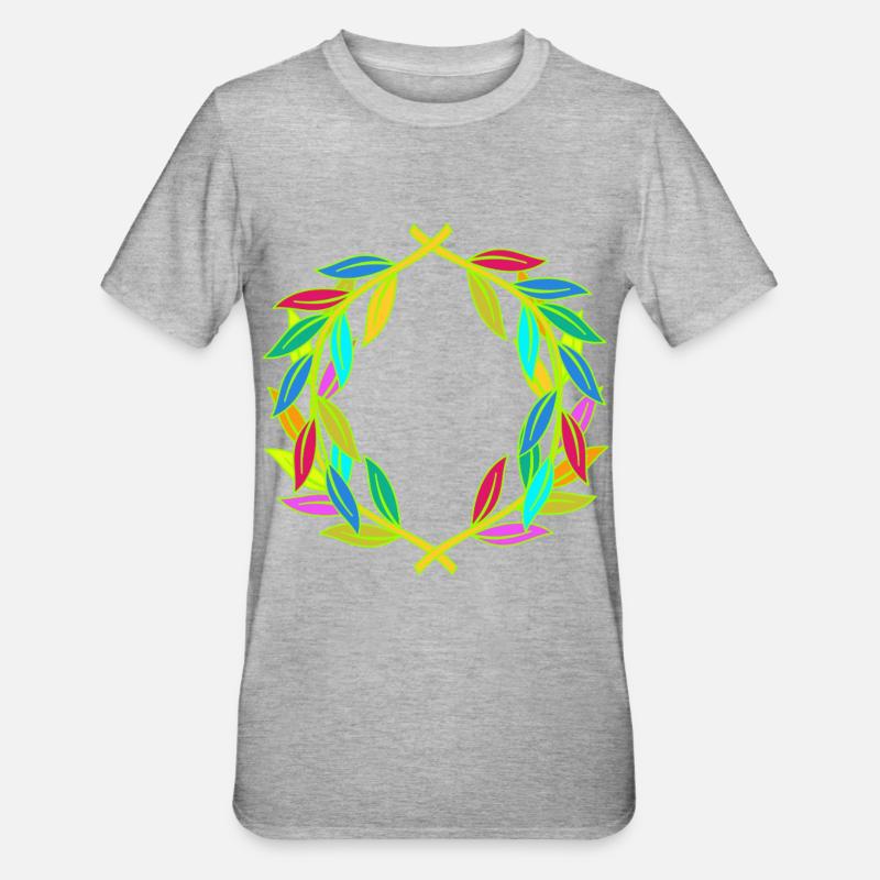Rainbow Laurel Wreath Laurel - Unisex Polycotton T-Shirt - heather grey