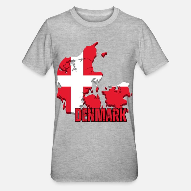 Fierté danoise, drapeau du Danemark - T-shirt polycoton Unisexe - gris chiné