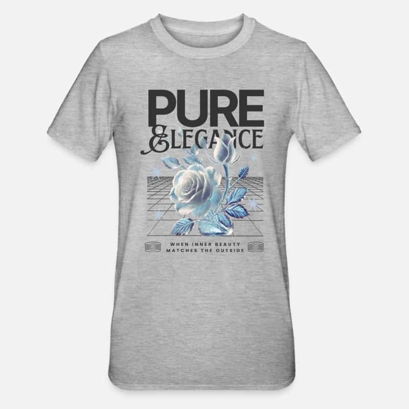 Pure & Elegance – Cyber-Rose Ästhetik - Unisex Polycotton T-Shirt - Grau meliert