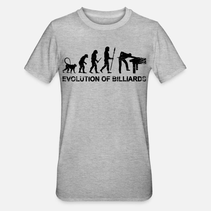 Billard Evolution - Unisex Polycotton T-Shirt - Grau meliert