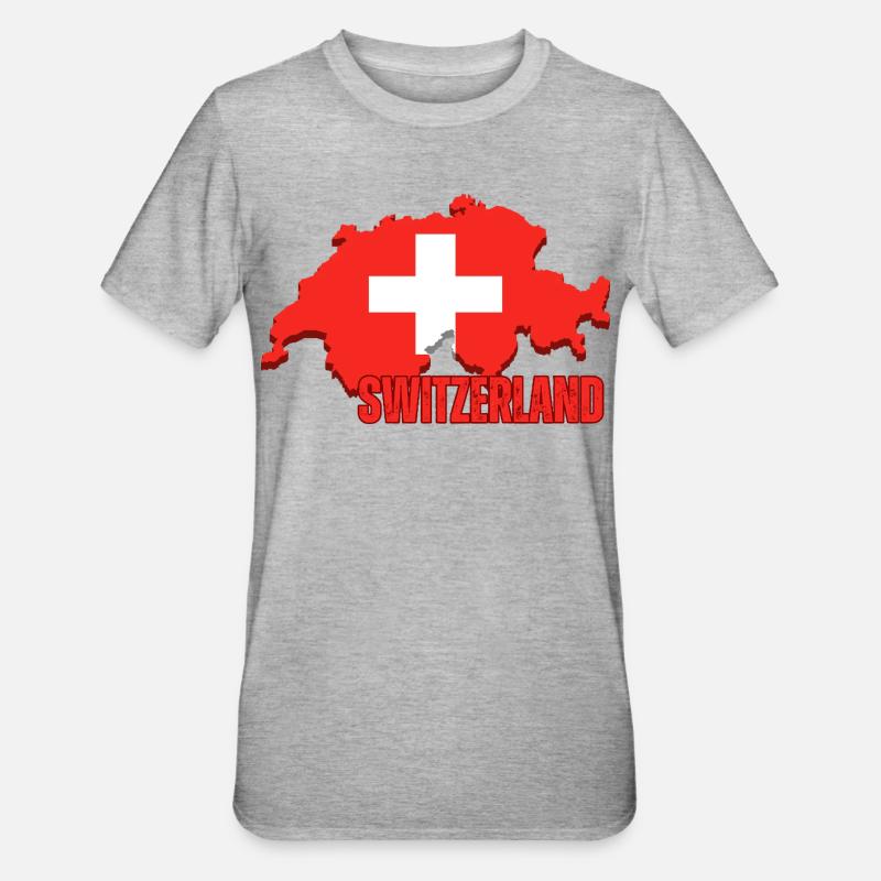 Schweizer Stolz, Flagge der Schweiz - Unisex Polycotton T-Shirt - Grau meliert