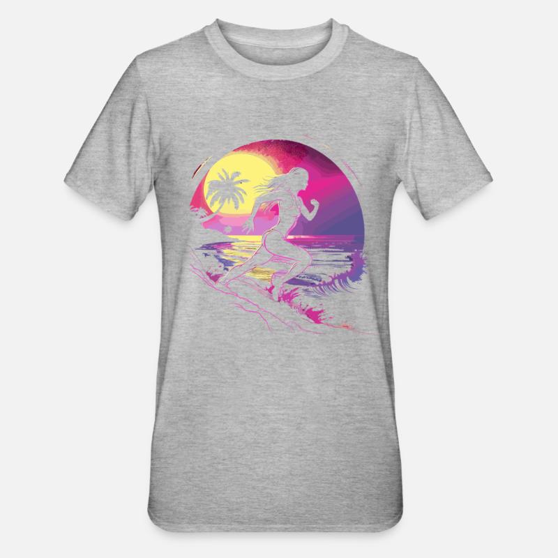 Runner Synthwave - Unisex Polycotton T-Shirt - heather grey