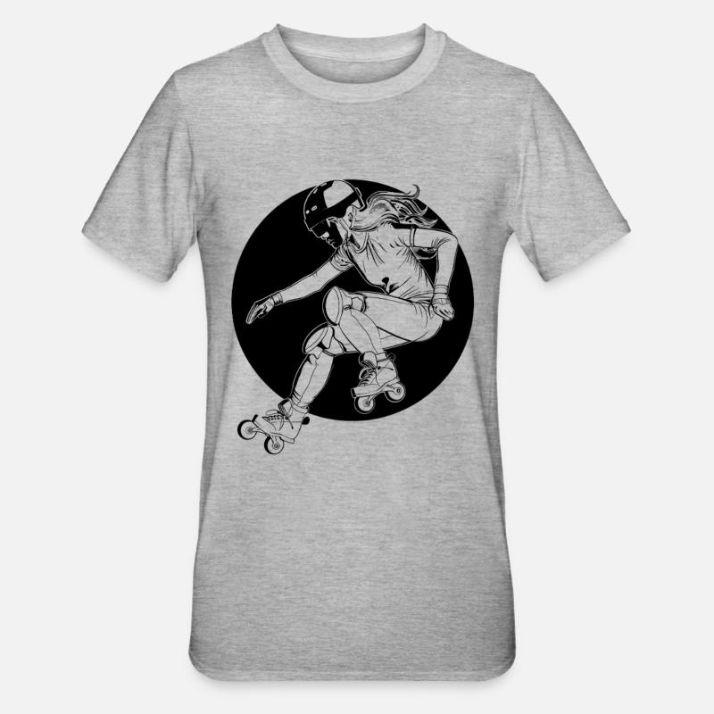Rollschuhfahrerin - Unisex Polycotton T-Shirt - Grau meliert