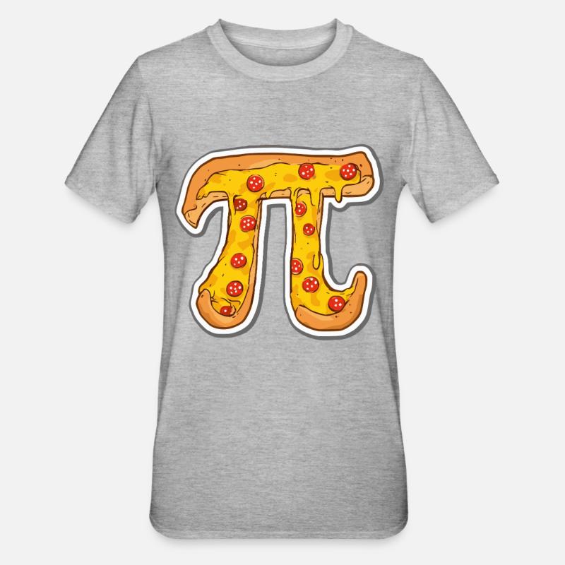 Pizza Pi Symbol - Unisex Polycotton T-Shirt - Grau meliert