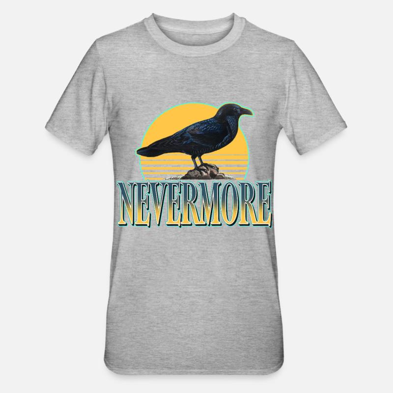 Nevermore – Raben & Gothic Ästhetik - Unisex Polycotton T-Shirt - Grau meliert