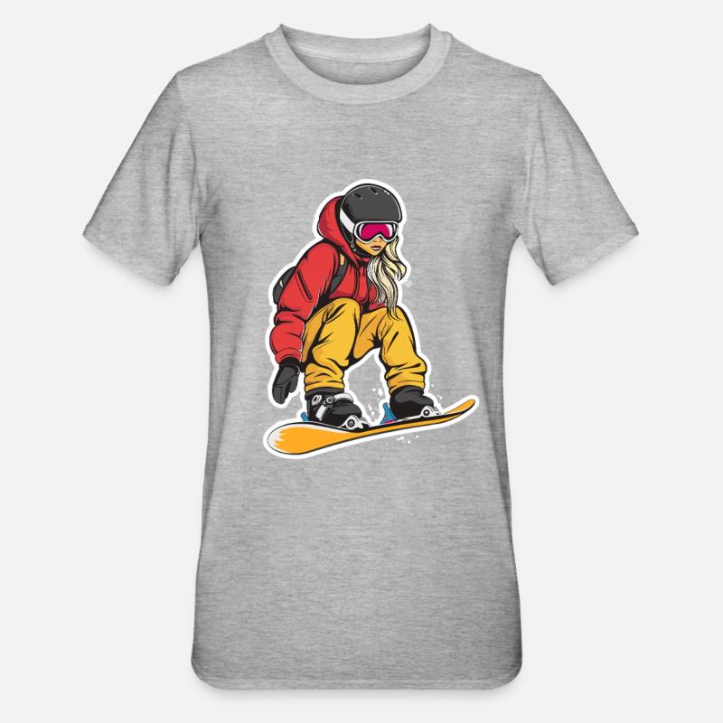 Graphique du snowboarder - T-shirt polycoton Unisexe - gris chiné