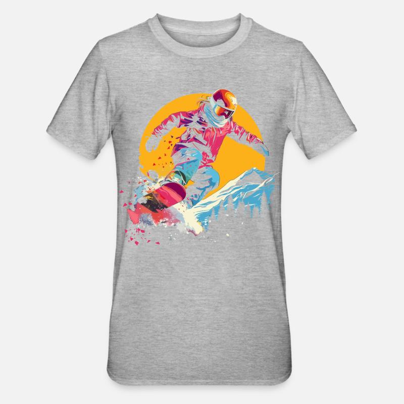 Snowboarder Synthwave - T-shirt polycoton Unisexe - gris chiné