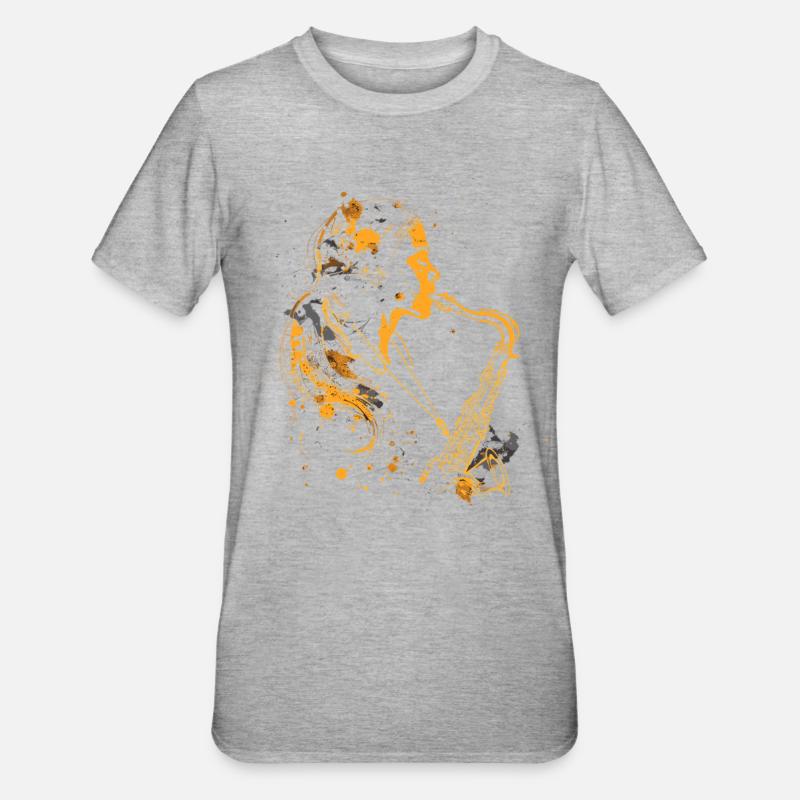 Saxophon Mädchen Graffiti - Unisex Polycotton T-Shirt - Grau meliert