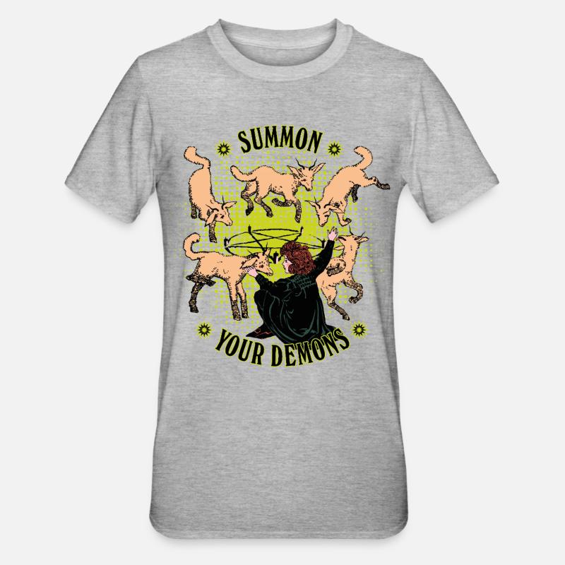 Invocation de démons de style rétro - T-shirt polycoton Unisexe - gris chiné