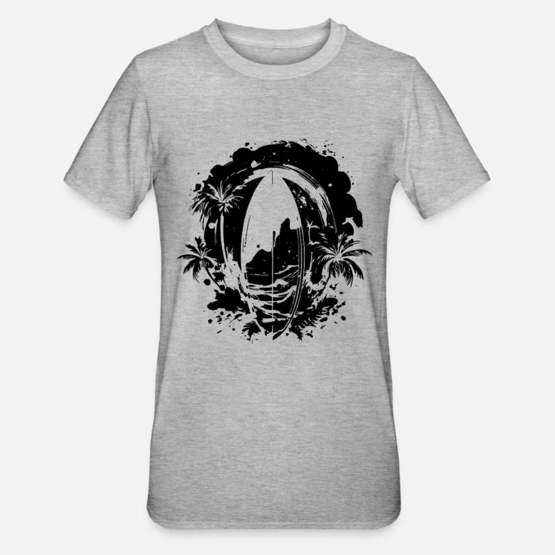 Dessin de planche de surf - T-shirt polycoton Unisexe - gris chiné