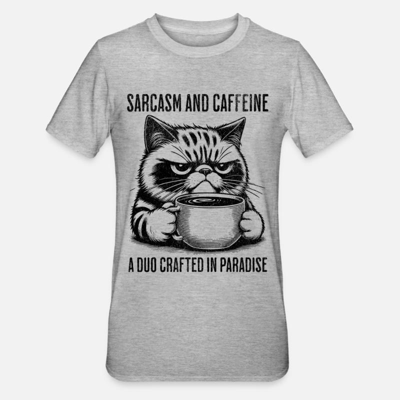 sarcasm and caffeine - Unisex Polycotton T-Shirt - heather grey