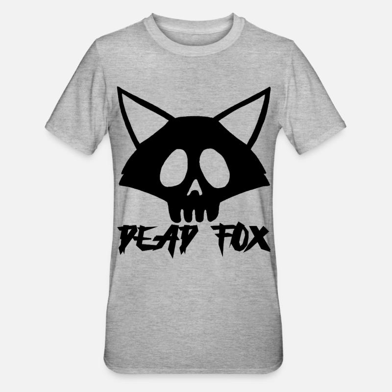 Crâne de renard noir - T-shirt polycoton Unisexe - gris chiné