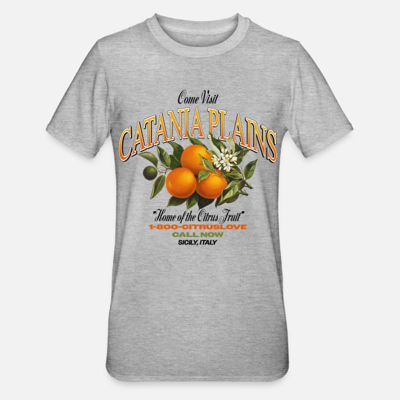 Plaines de Catane Design d’agrumes - T-shirt polycoton Unisexe - gris chiné