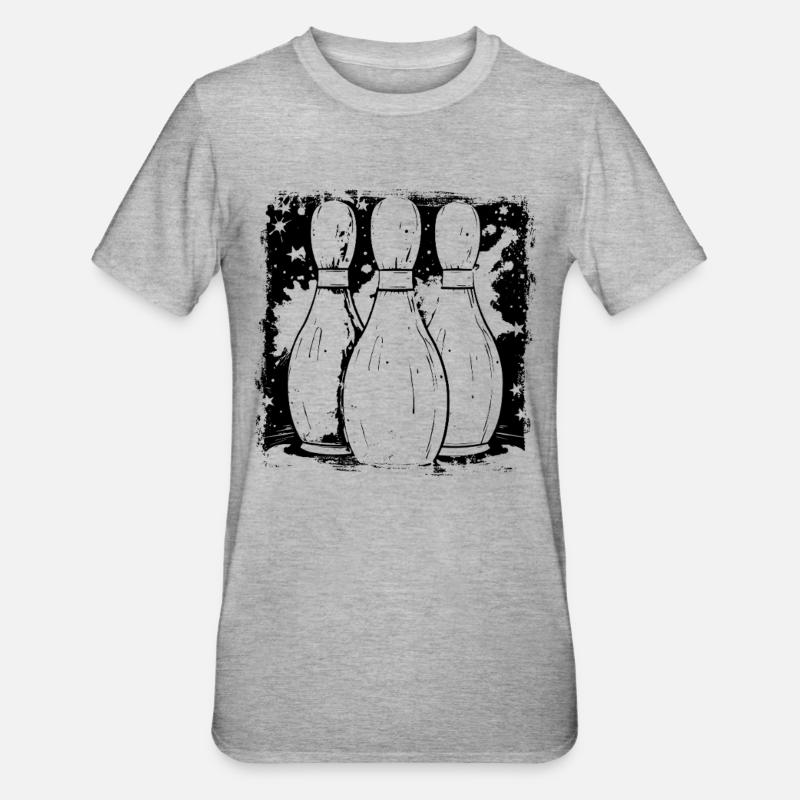 Dessin de quilles de bowling - T-shirt polycoton Unisexe - gris chiné