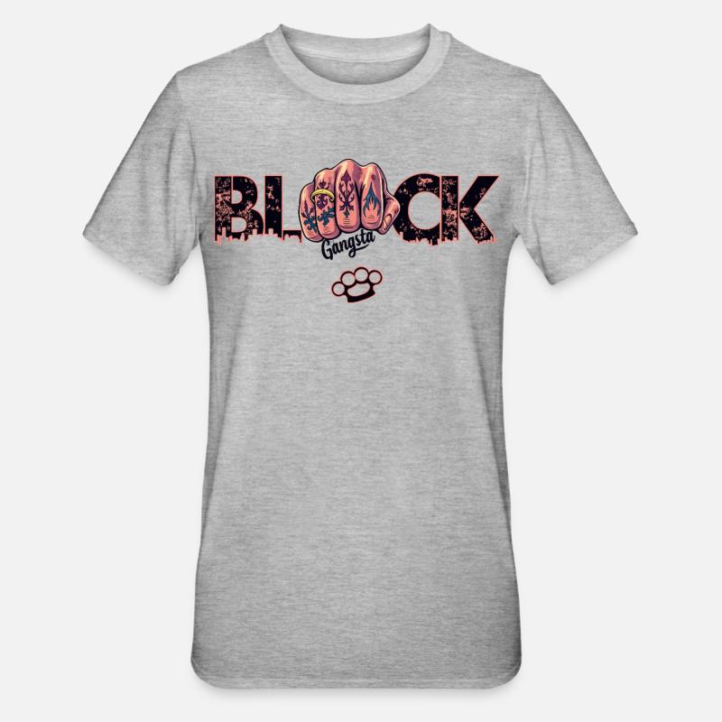 Block Gangster - Unisex Polycotton T-Shirt - heather grey