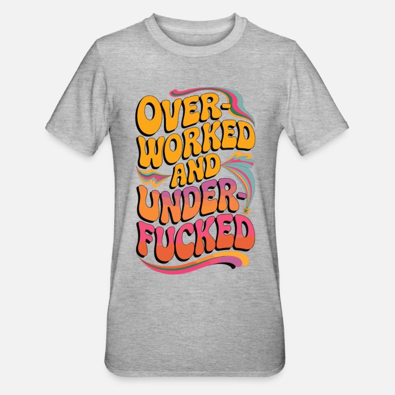 Psychedelisch überarbeitet und gefickt komisches Design - Unisex Polycotton T-Shirt - Grau meliert