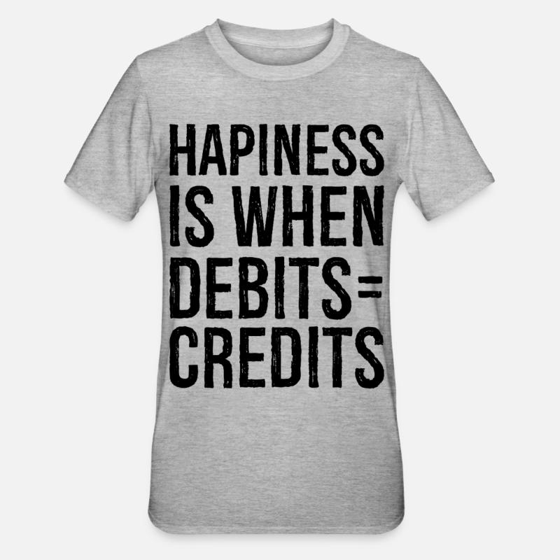 hapiness is when debits credits - Unisex Polycotton T-Shirt - heather grey