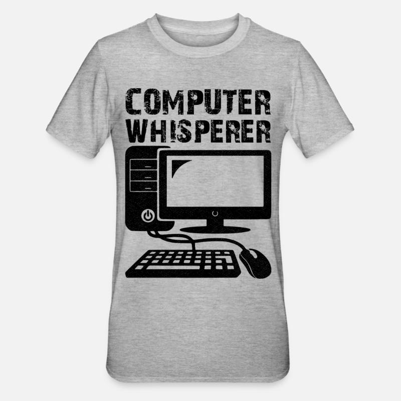 computer whisperer - Unisex Polycotton T-Shirt - Grau meliert