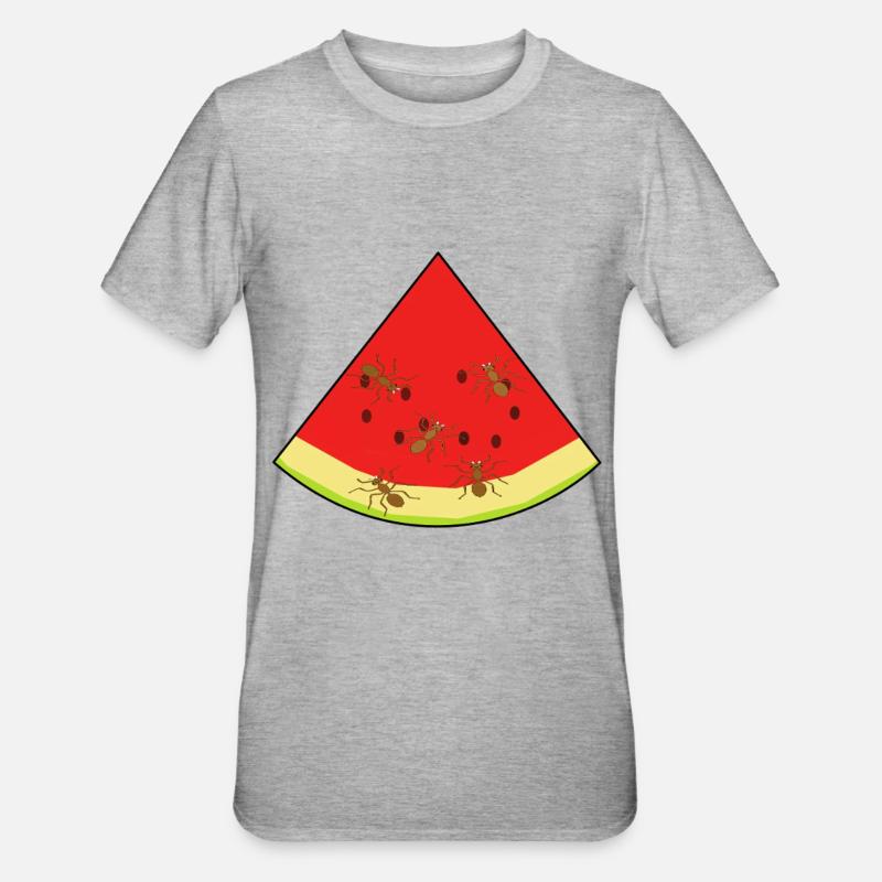 melon, été, fourmis, fourmi, insecte - T-shirt polycoton Unisexe - gris chiné