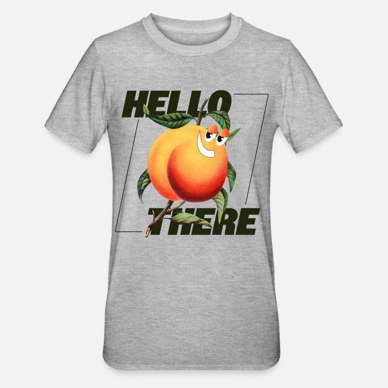 Peach Retro – Déclaration Hello There - T-shirt polycoton Unisexe - gris chiné