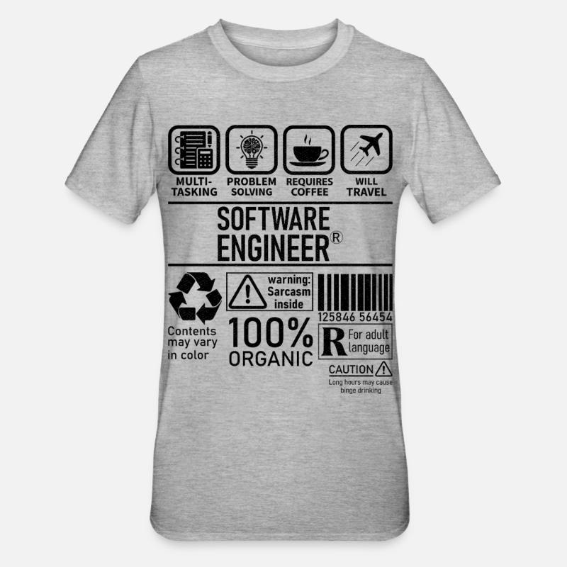 Ingénieur logiciel multitâche résolution de problèmes - T-shirt polycoton Unisexe - gris chiné