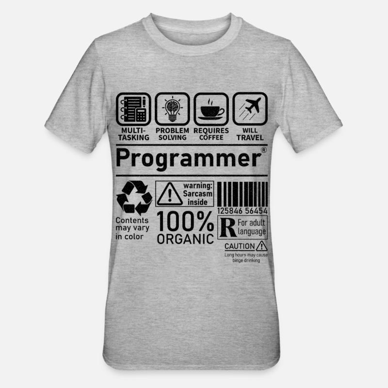 Programmer multi tasking problem solving requires - Unisex Polycotton T-Shirt - Grau meliert