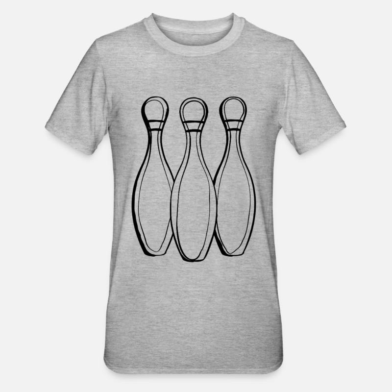 Dessin au trait de bowling - T-shirt polycoton Unisexe - gris chiné