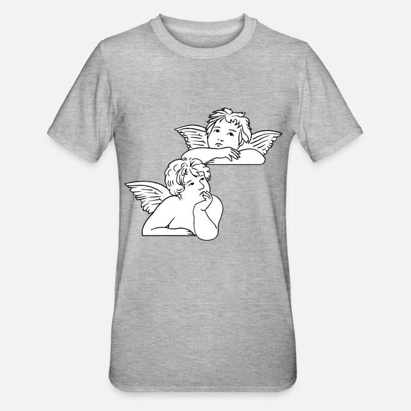 Dessin au trait des chérubins - T-shirt polycoton Unisexe - gris chiné