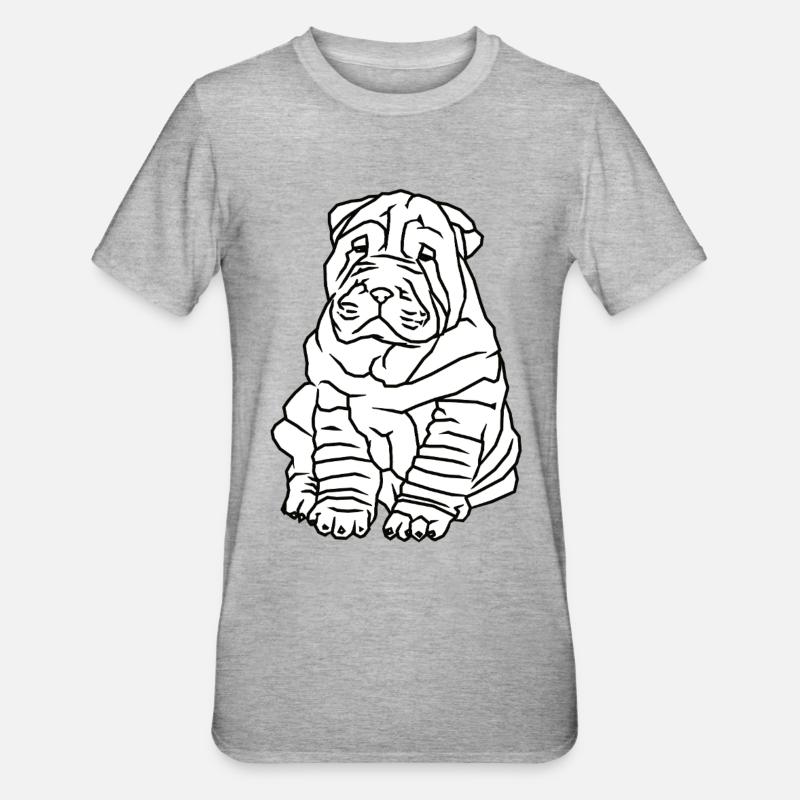 Chien carlin mignon - T-shirt polycoton Unisexe - gris chiné