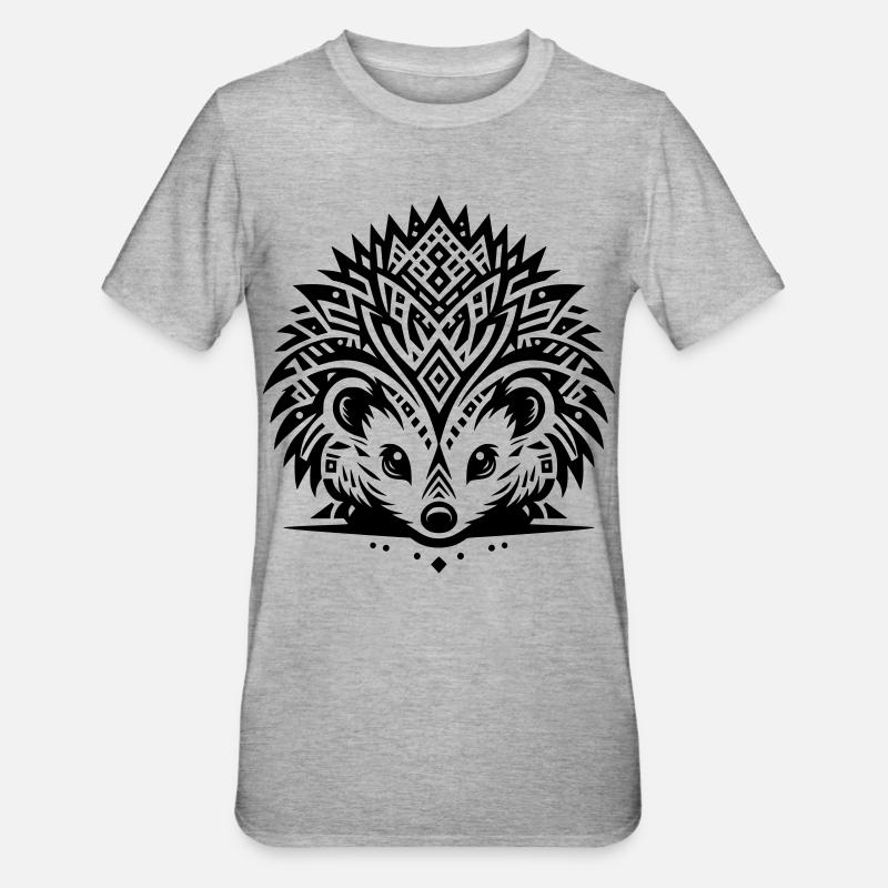 Hérisson tribal - T-shirt polycoton Unisexe - gris chiné
