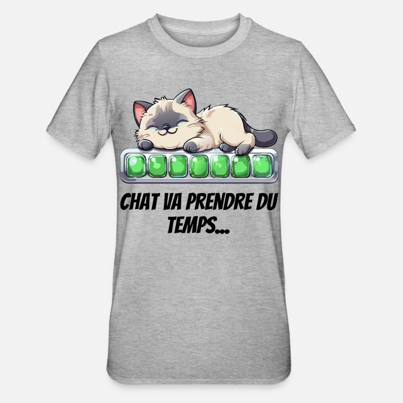 Katze wird Zeit brauchen - süßes Kätzchen - Unisex Polycotton T-Shirt - Grau meliert