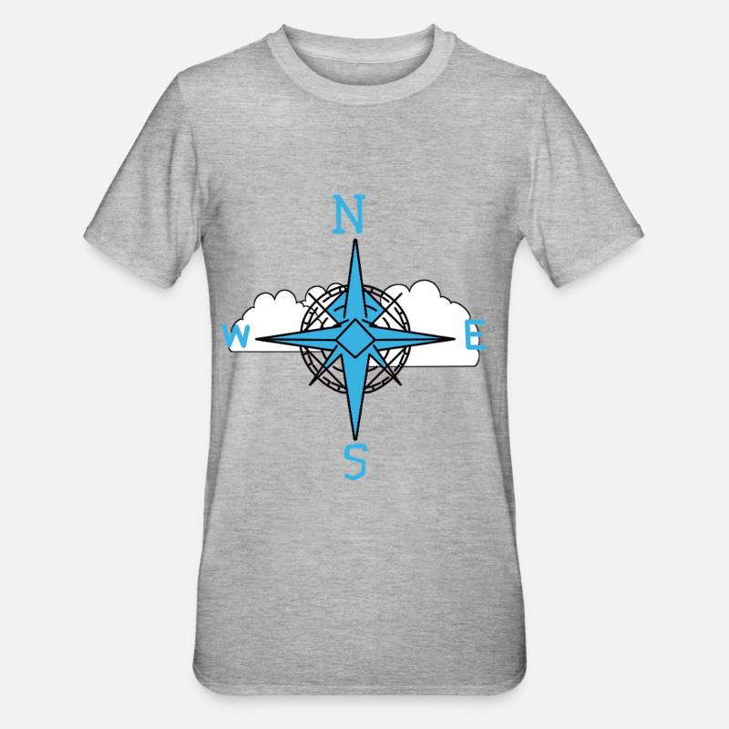 Windrose maritim Kompass Wolke - Unisex Polycotton T-Shirt - Grau meliert